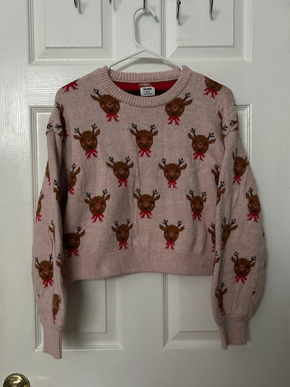 Cotton On Pink Reindeer Christmas Sweater Women's Medium Festive Cute
